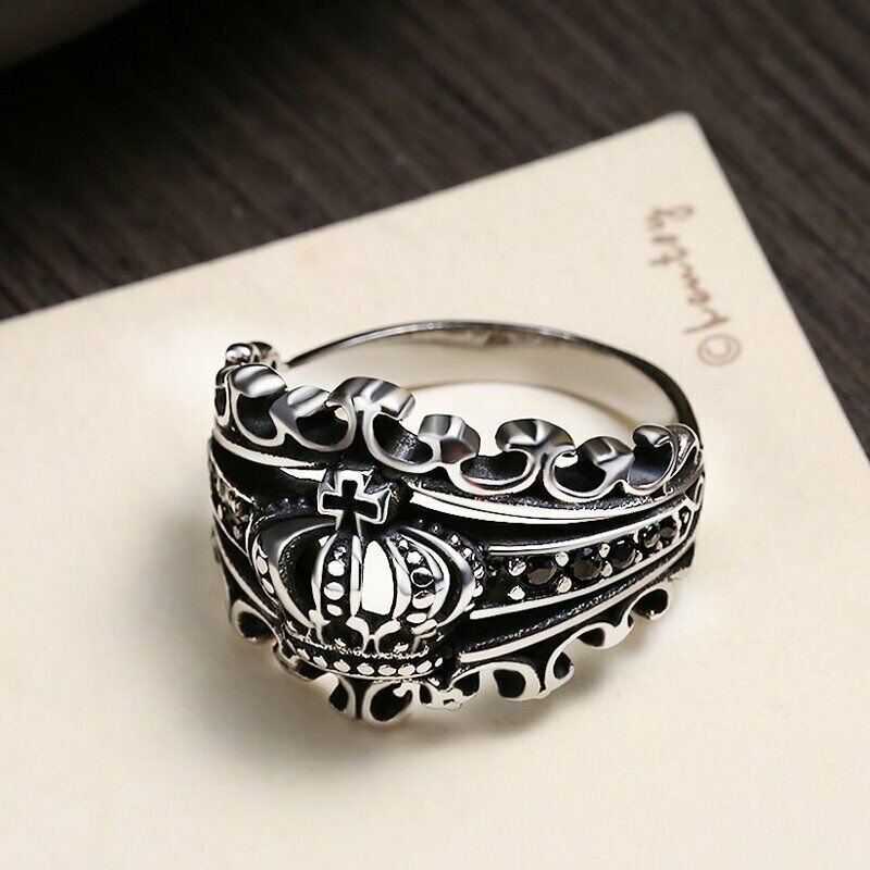 SMITH Womens Men’s Crown Ring For Women Men Silver Size 6 7 8 9 10 11 12-15