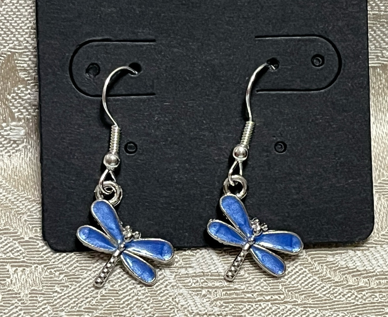 Retro Vintage Dragonfly Silver Enamel Drop Dangle Bohemian Fashion Earring Set