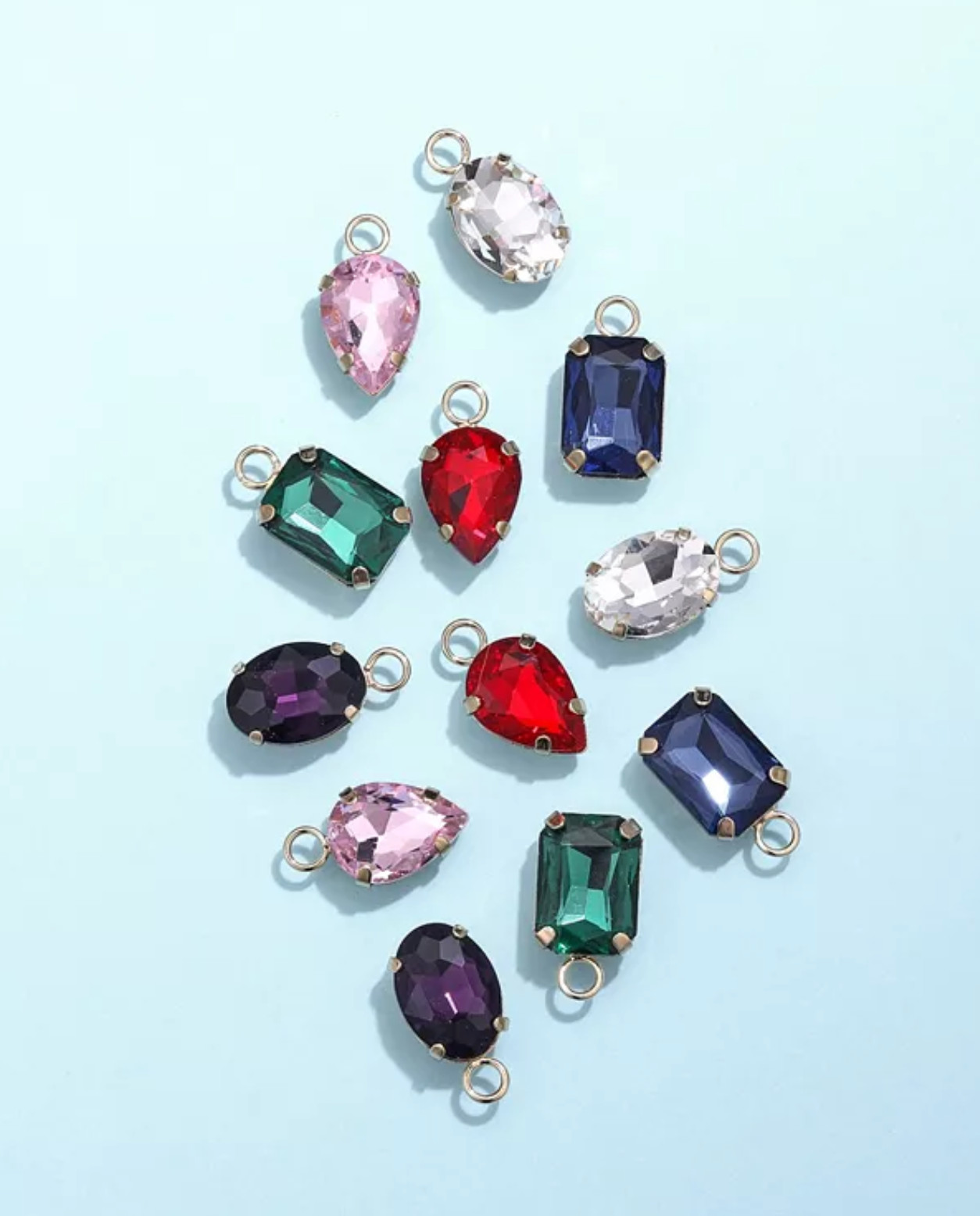 Unwritten Multi-Color Glass Mix and Match Hoop Earring Set – Gold