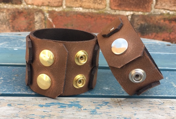 Real Leather Strap Wristband Bracelet Choice of Colours & Widths Hand Made Cuffs