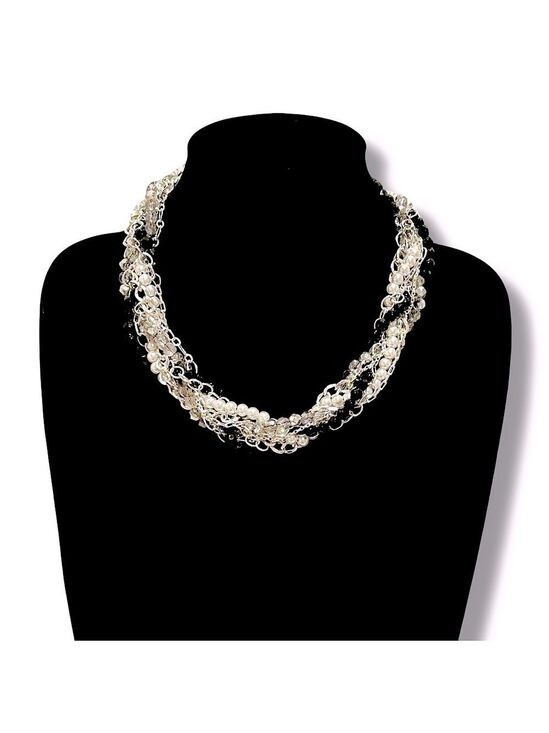 White House Black Market Multi-Strand Twisted Pearl, Black Bead & Crystal NWT
