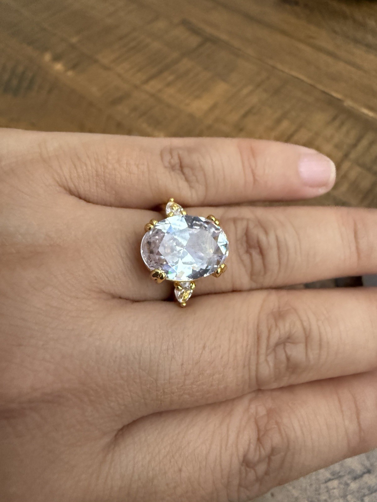 Size 6 Ring 10x14mm Oval Cubic Zirconia Large Solitaire Statement Ring Gift Box