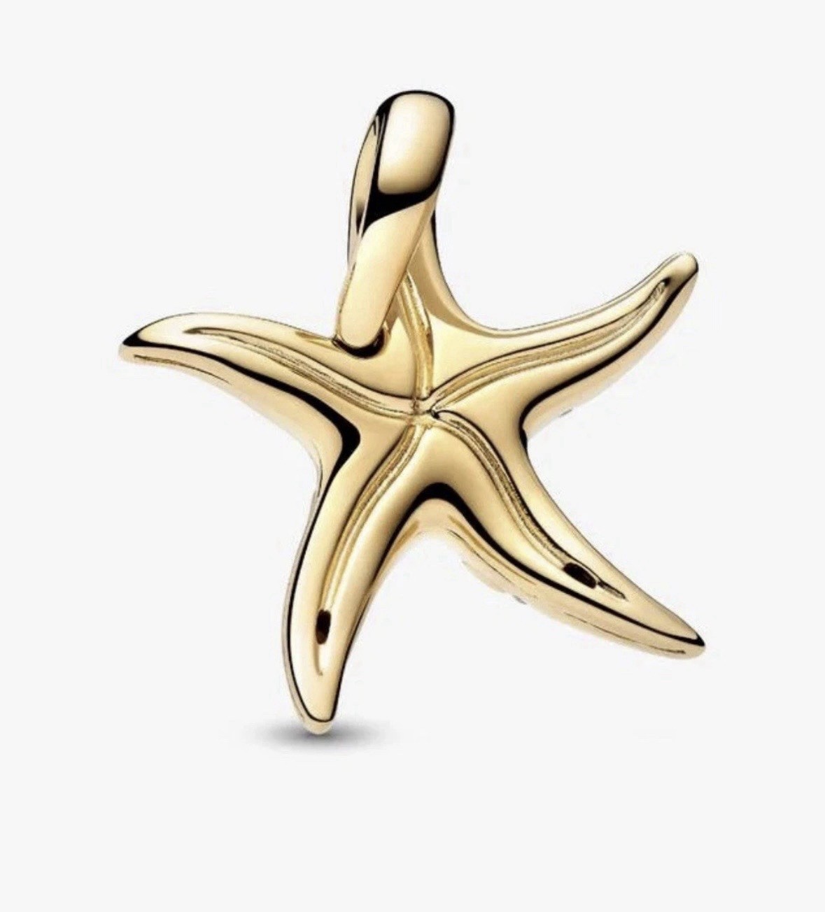 New 100% Authentic PANDORA 14k Gold Pl Sparkling Blue Starfish Charm 763818C01