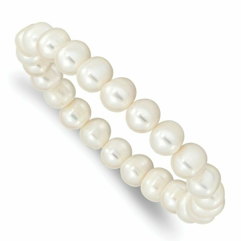 White Genuine Fresh Water pearl Stretch Bracelet for Women