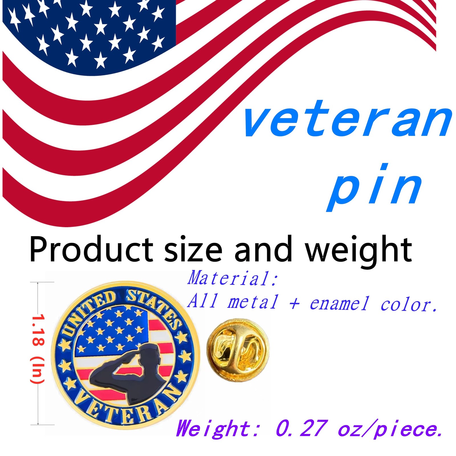 12/25/50/100 pieces Veterans Day pin round enamel Medium, Not Applicable