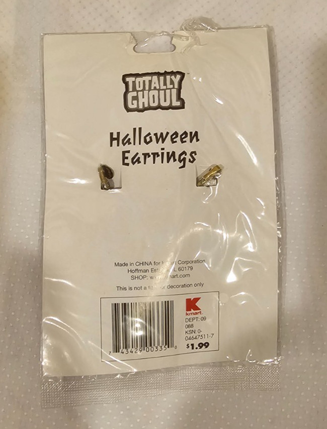 VINTAGE Kmart Totally Ghoul Halloween Ghost Earrings Brand New Sealed Retro