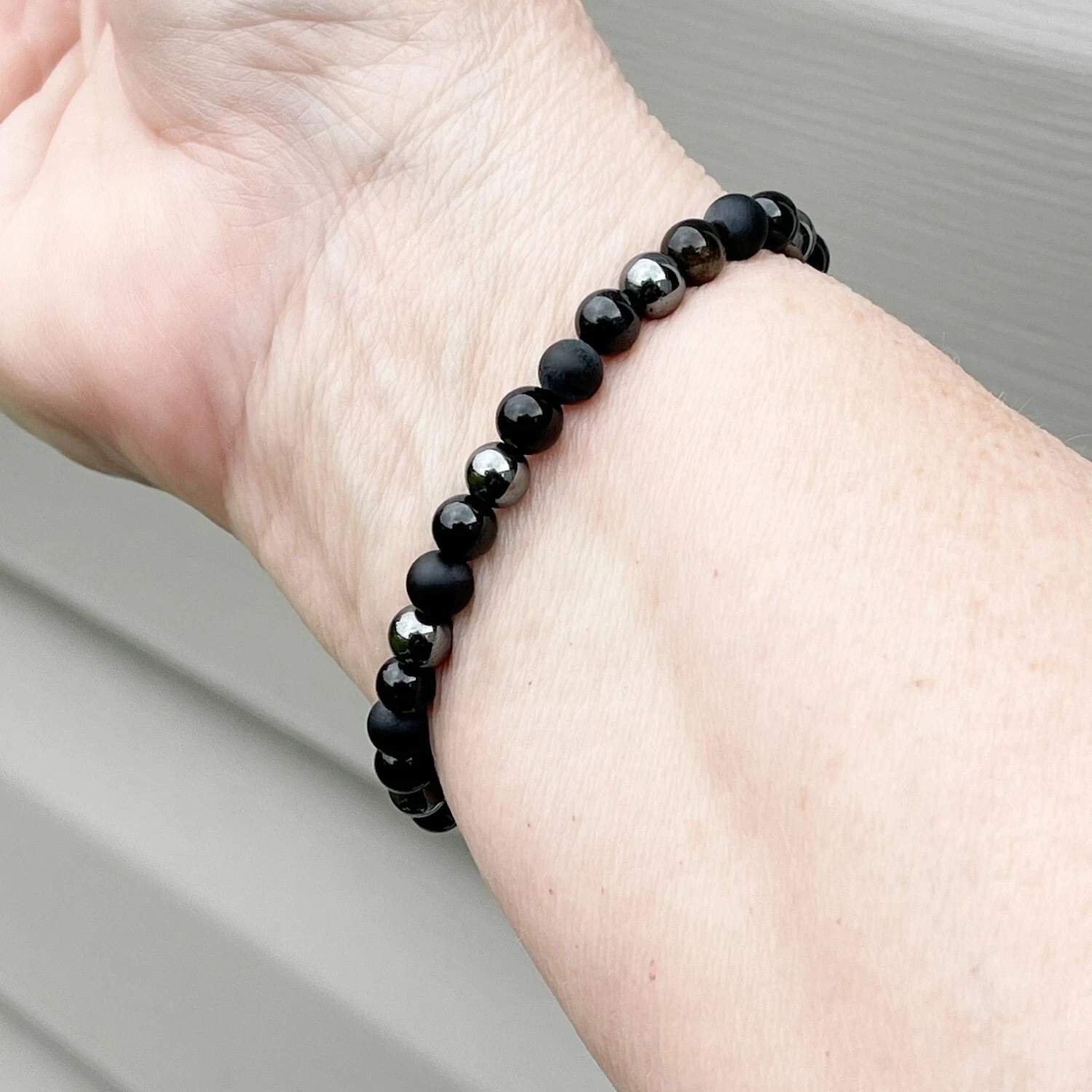 6mm Triple Protection Stone Bracelet Healing Calming Stone Men’s Bracelet Gift
