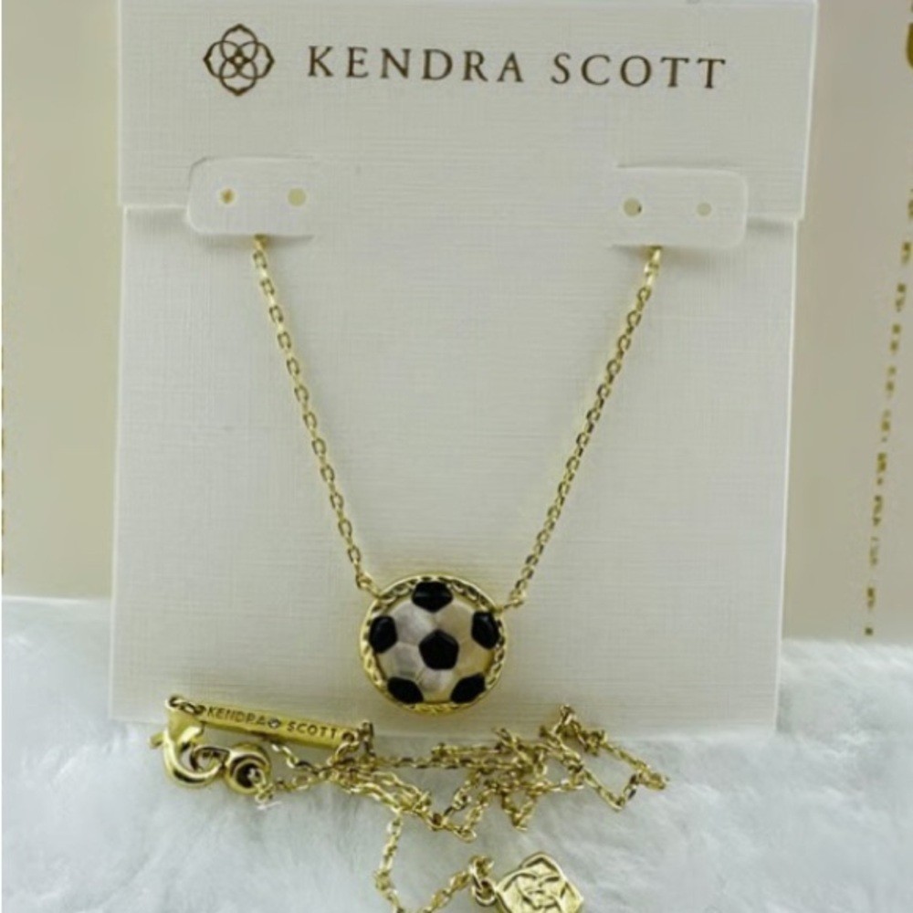 Kendra Scott Gold Necklace Soccer Ball Charm Pendant Adjustable Chain