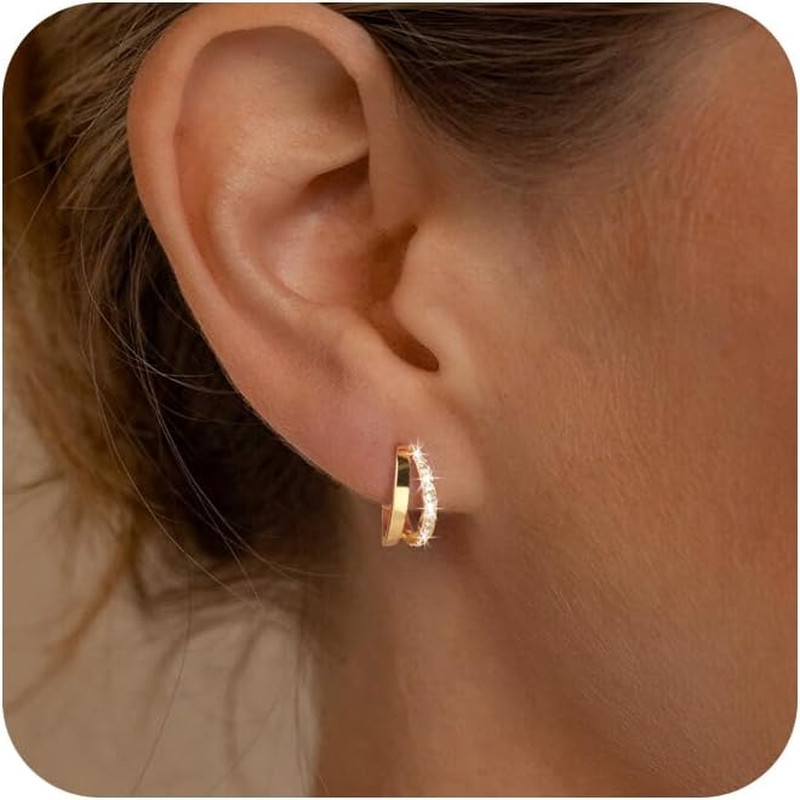 Dainty Small Hoop Earrings for Women -Trendy 14K Gold/Silver Plated Hypoallergen