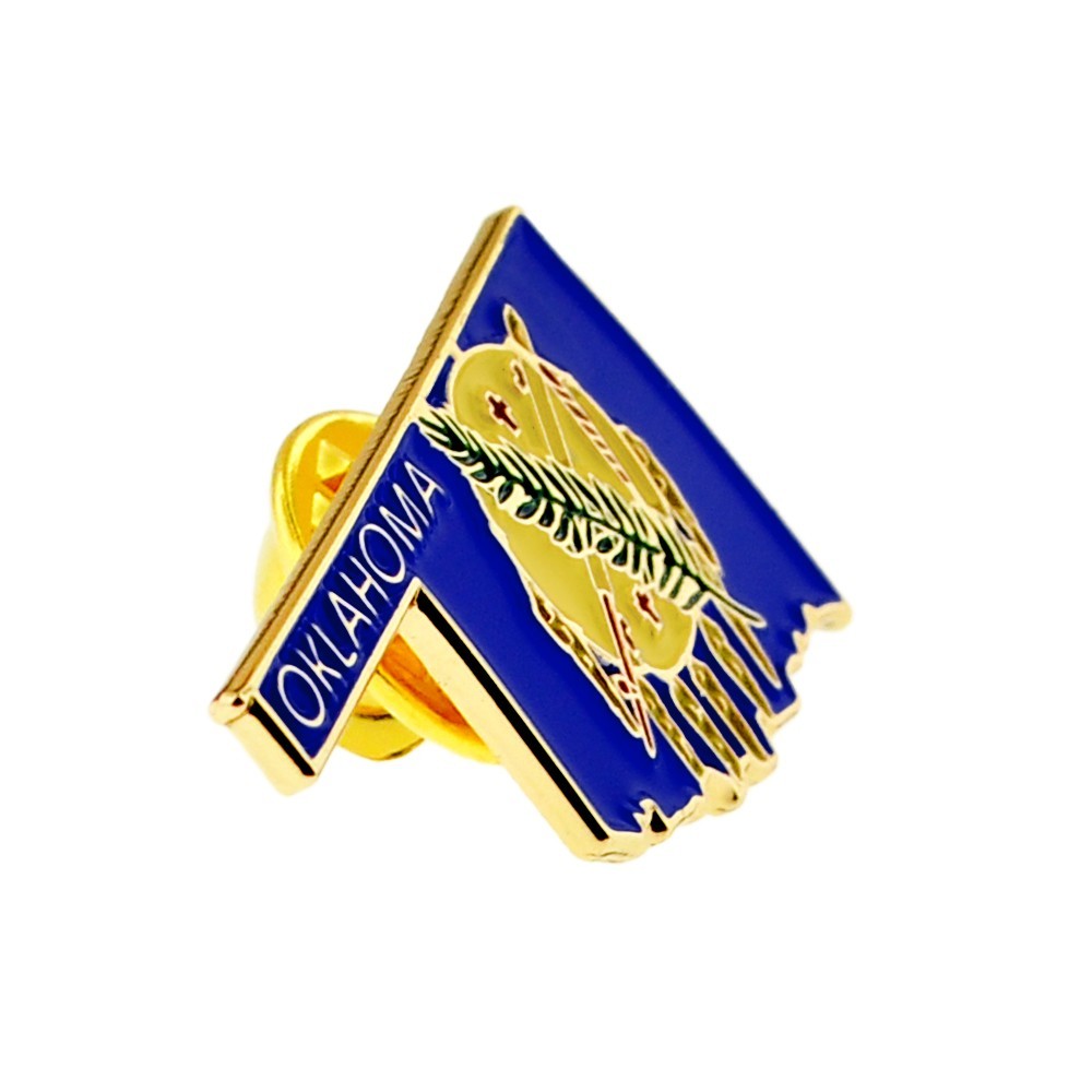 PinMart’s State Shape of Oklahoma and Oklahoma Flag Lapel PinPin