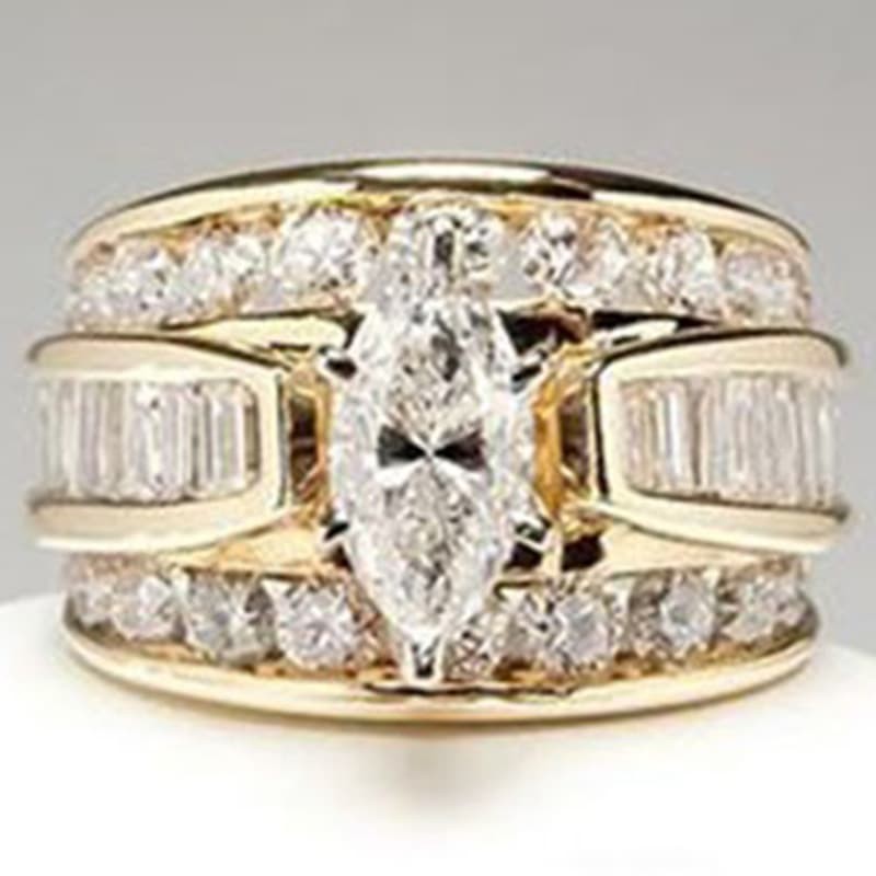 Marquise Cut Lab Created Diamond Wedding Ring Cubic Zircon Diamond Jewellery