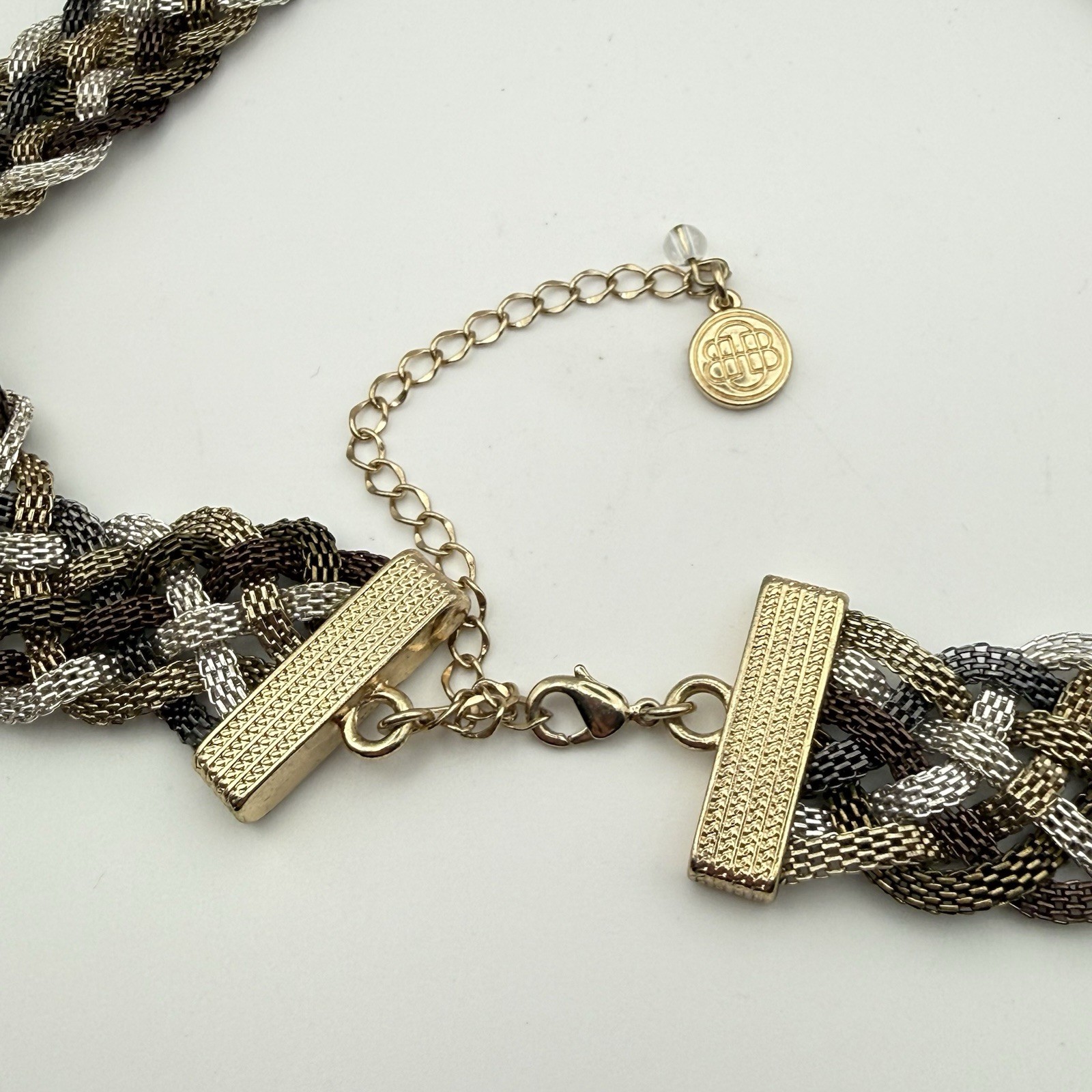 Dana Buchman Braided Mesh Chain Statement Necklace Gold Silver Black Tone