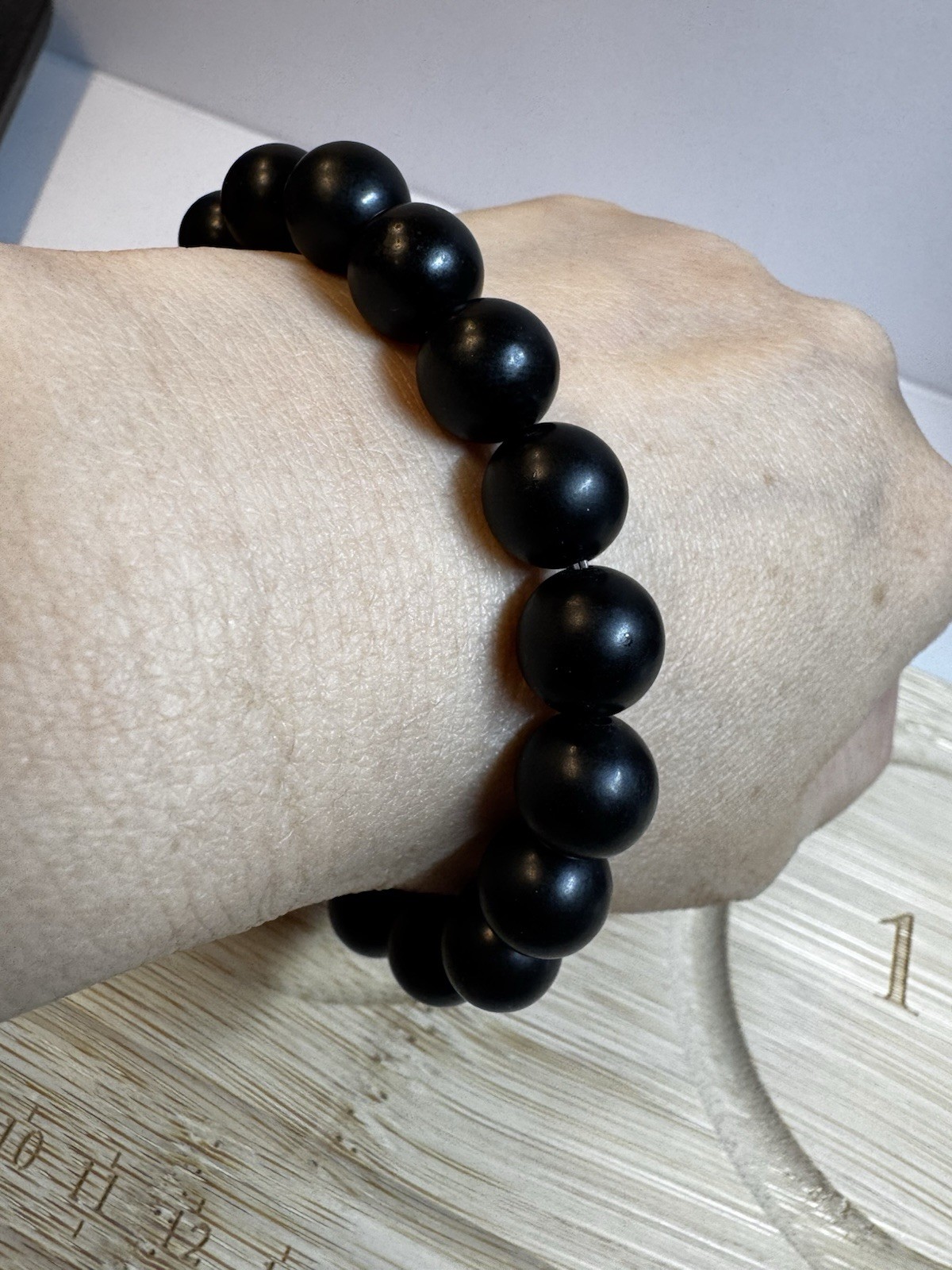 10mm Hetian black Jade Round beads Bracelet New in box free shipping