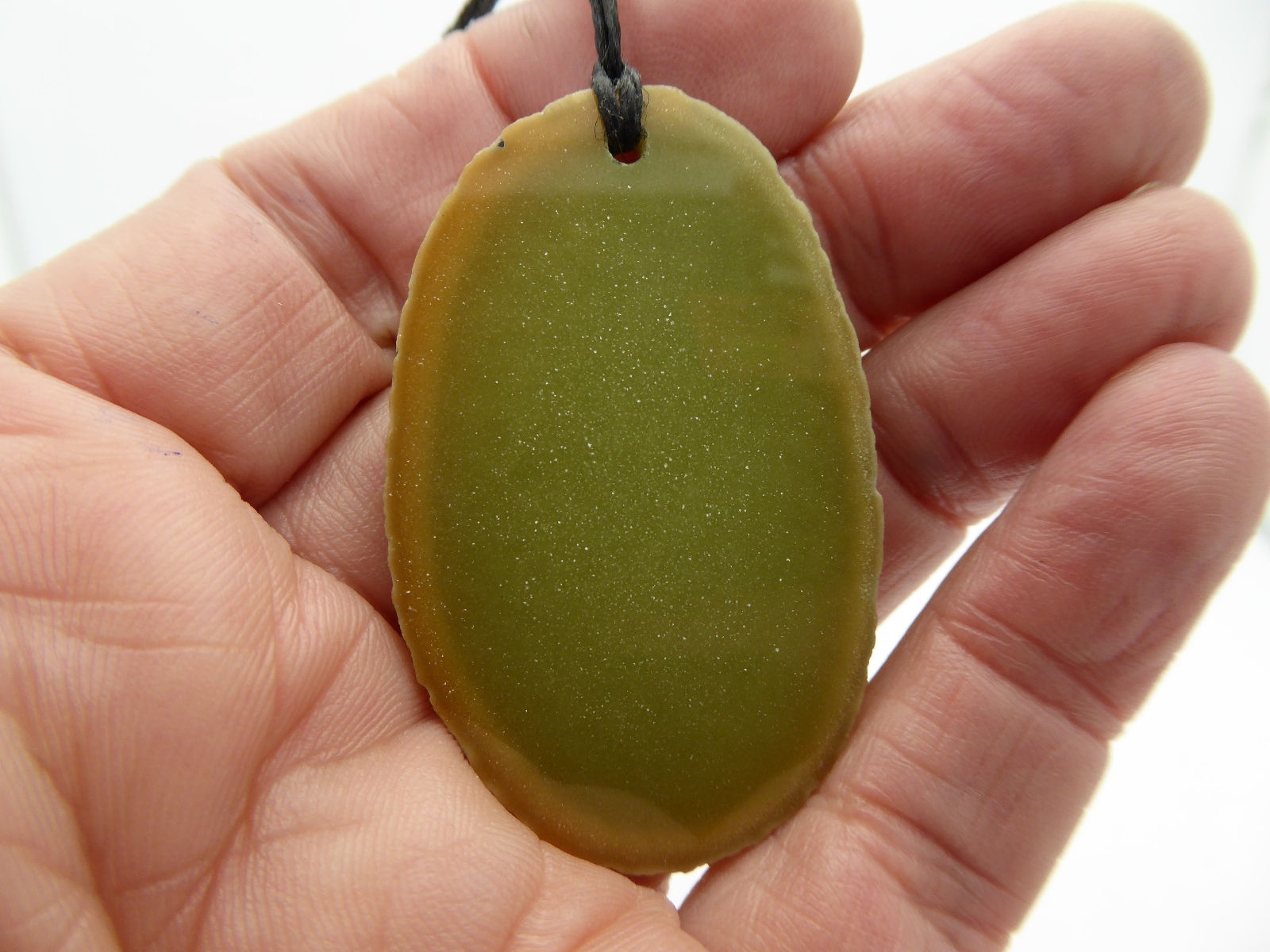 Phosphorescent Glow In The Dark Ye Ming Zhu Yeh Ming Ju Raw Slice Pendant 1 Pc