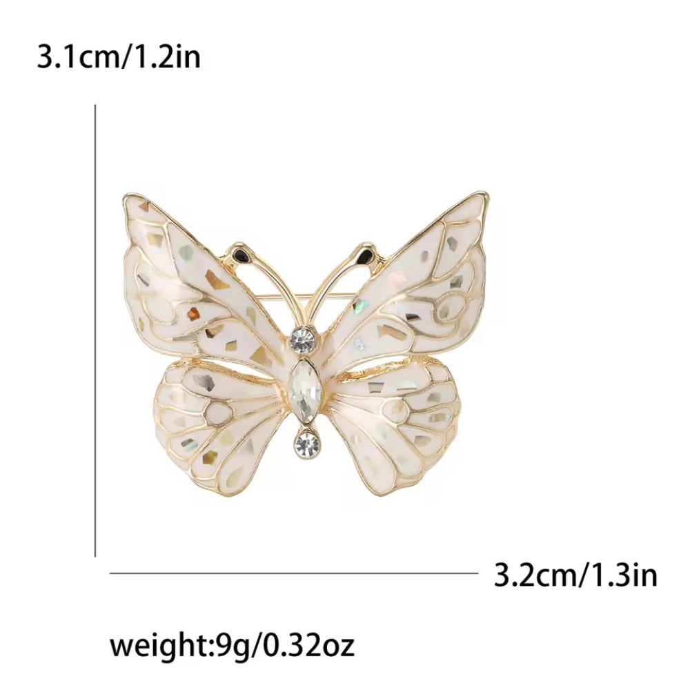 Vintage Retro Style Butterfly Brooch Gold Enamel Crystal Pin Spring Jewelry Gift