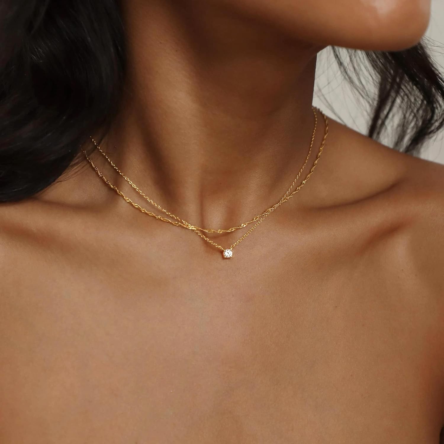Versatile 14k Gold Plated Dainty Necklaces with Stunning CZ for All Occasions