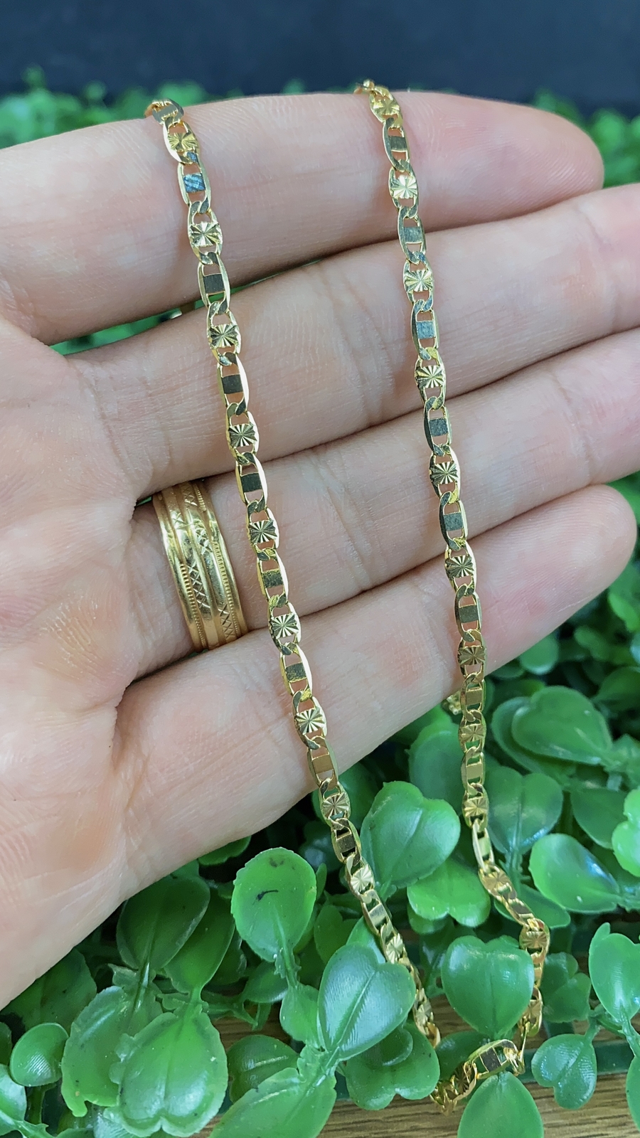 3.2mm Valentino Link Chain Necklace Diamond Cut for Womens Girls Kids Mens Gifts