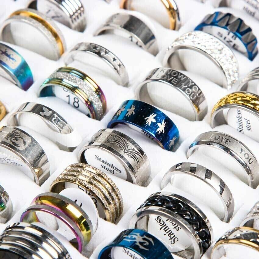 100X MIX LOT Stainless Steel rings Wholesale Men Women Gift Fashion Jewelry lot