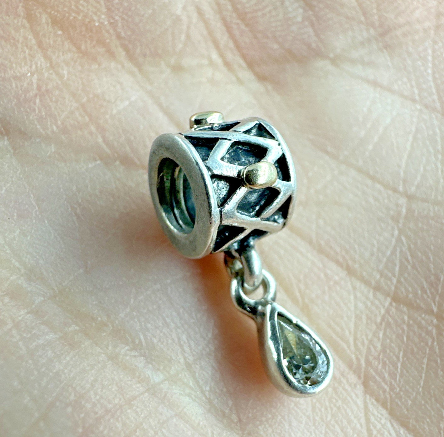 Vintage Pandora One World Health 925 Silver & 14K Charm Dangle 790472 – Retired