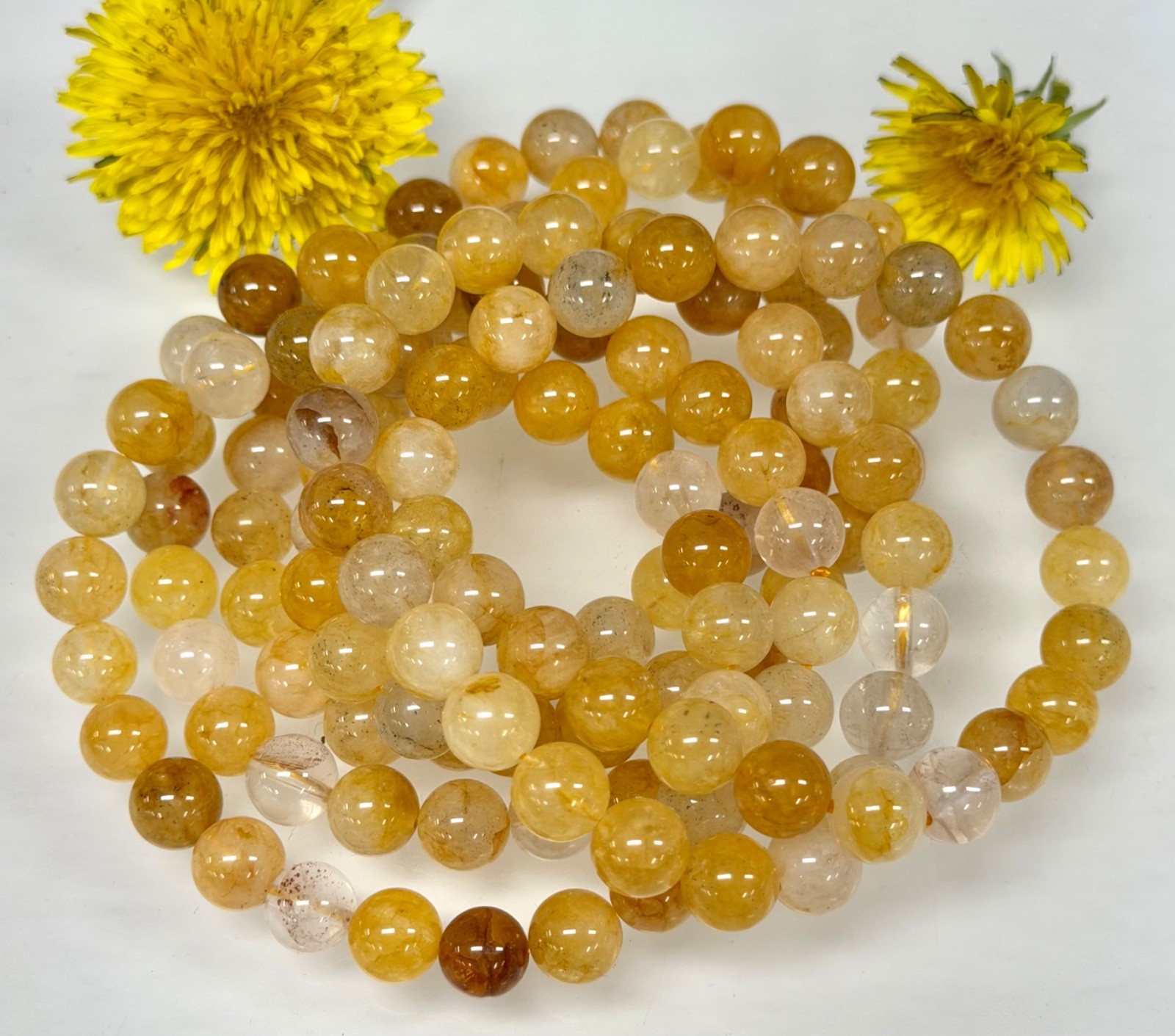 Wholesale Lot 6 Pcs Natural Golden Healer 8mm 7.5” Stretch Bracelet