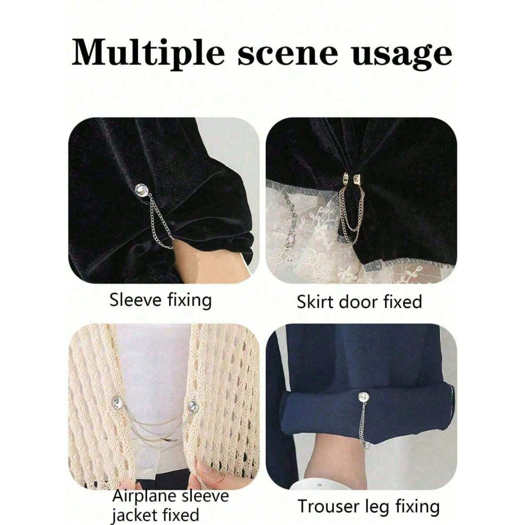 Magnetic Clothing Clips 4Pcs Chain Brooch Buckle Womens Fixing Dresses Pants