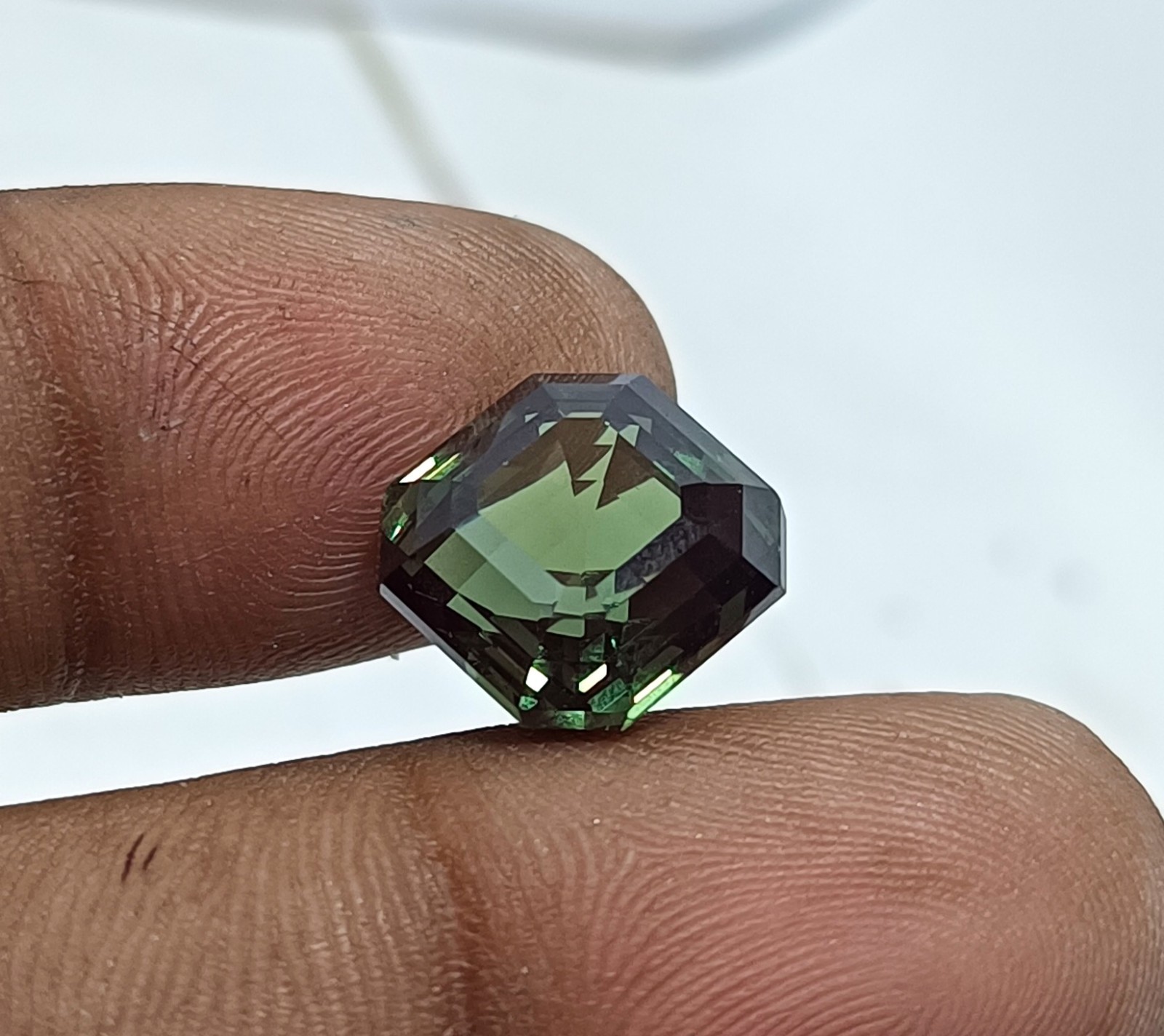 11.05 AAA Natural Greenish Brazilian Tourmaline Loose Gemstone asscher Cut