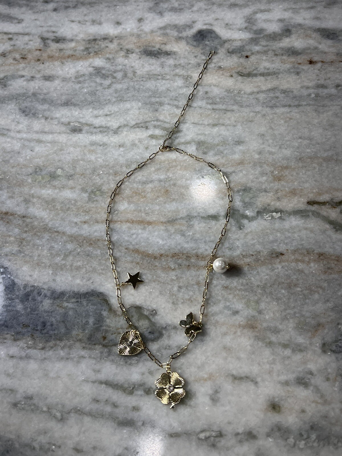 Jennifer Miller 14k Gold Plated & CZ Heart, Star, Butterfly, Clover, Necklace