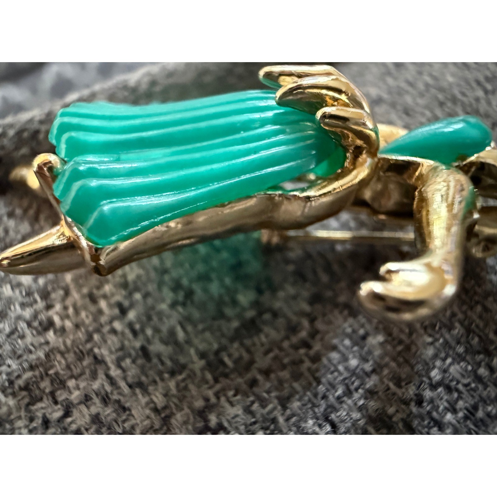 Vintage Trifari ?unsigned Ballerina Brooch teal Green Dancer Costume Jewelry