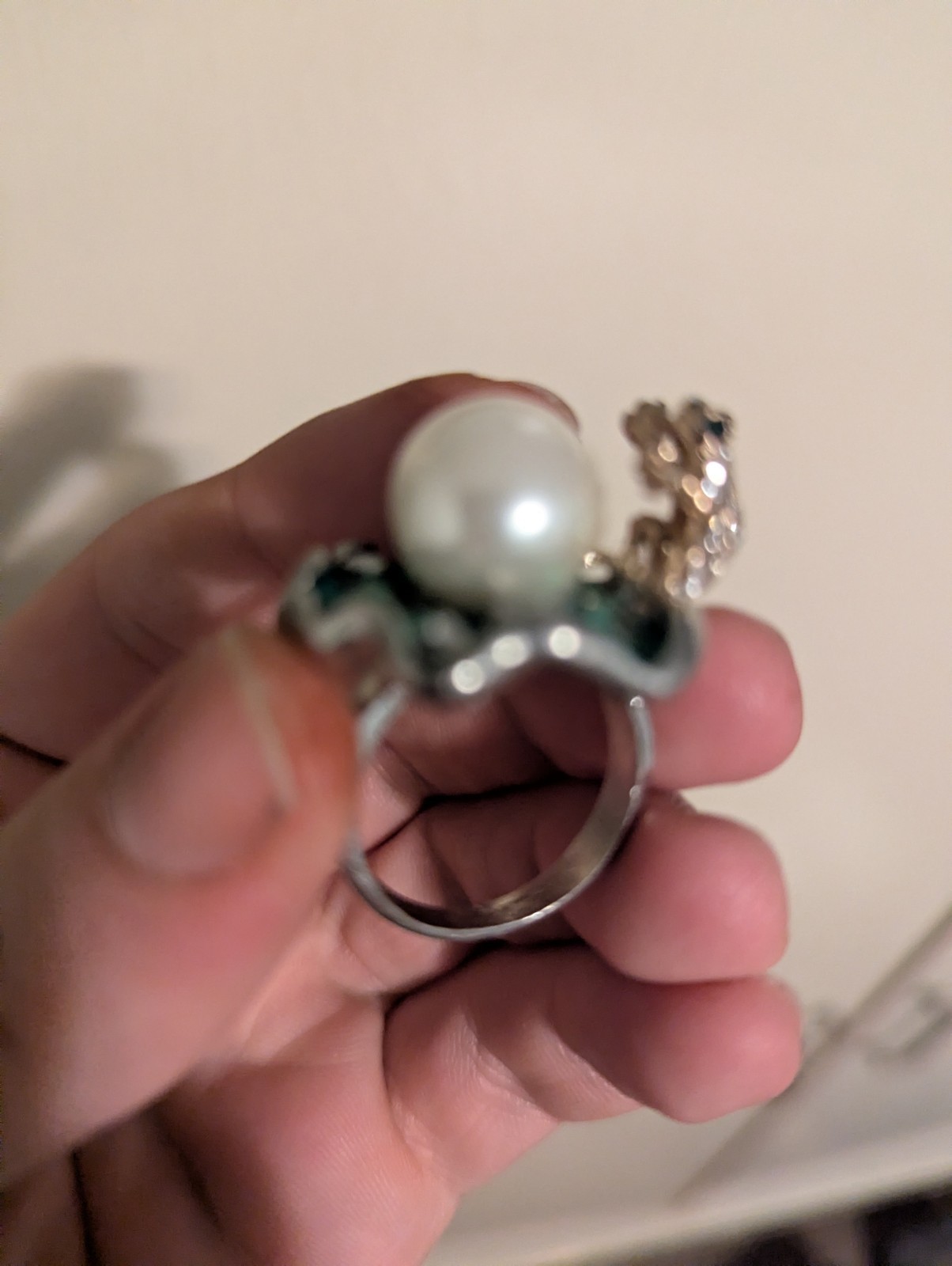 A Frog Ring With A Fake Pearl! It Is Green Yes, Yes Indeed. At least Has In It