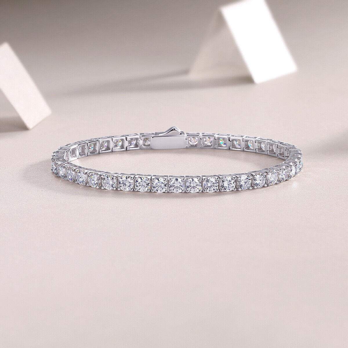 2-6 mm Round Moissanite Tennis Chain Bracelet 925 Sterling Silver PASSES TESTER!