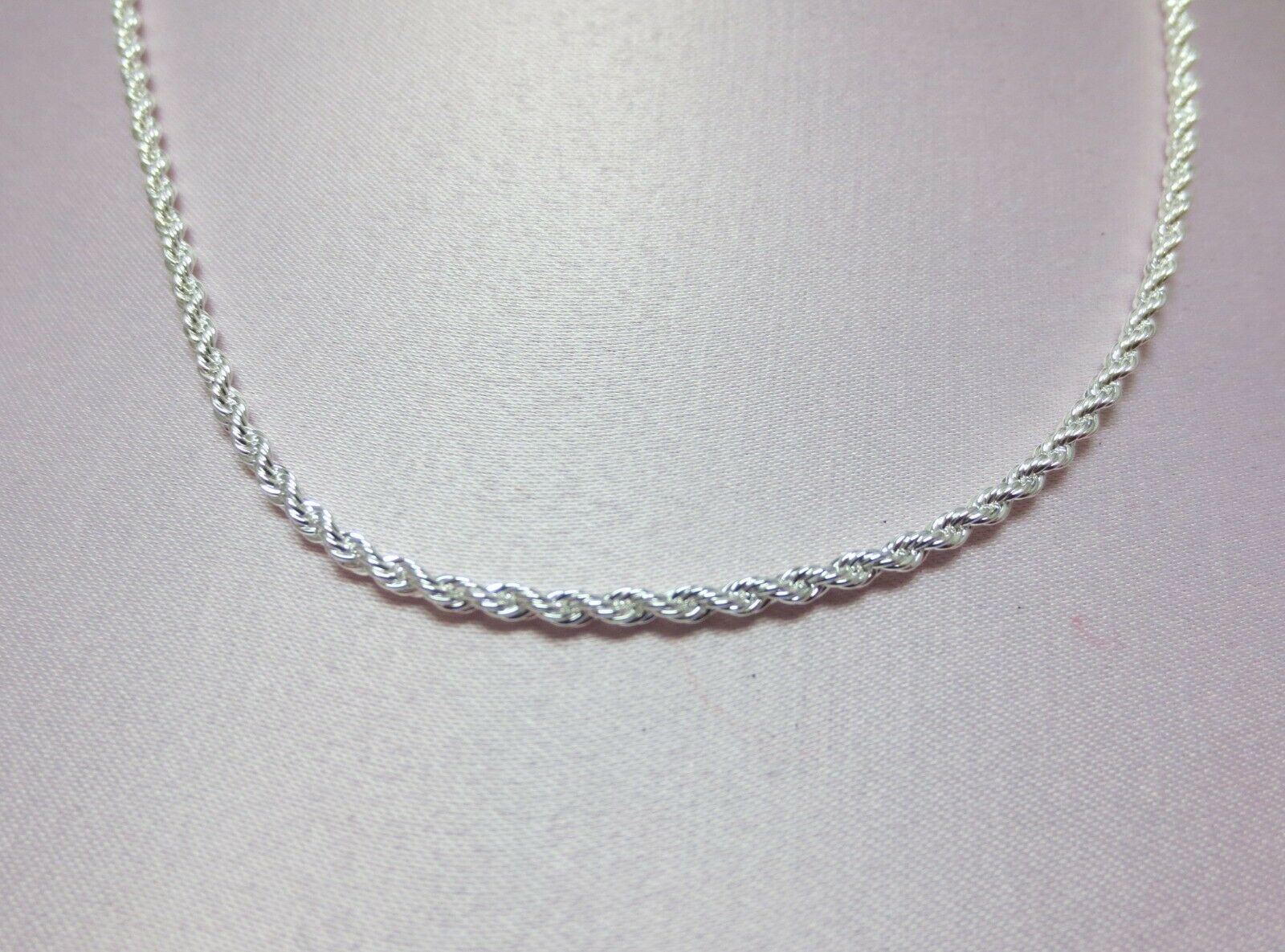 16 INCH TO 30 INCH .925 SILVER PLATED 3 MM ROPE CHAIN NECKLACE