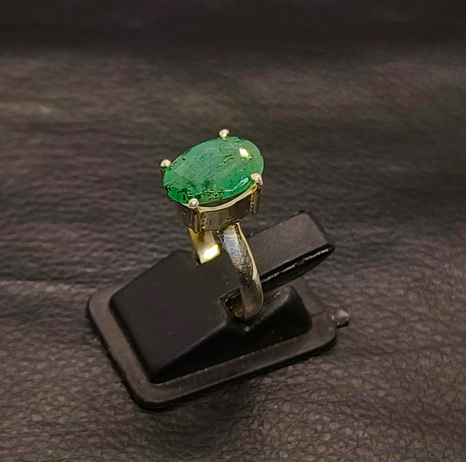 Natural Zambian Emerald Ring Sliver Zambia Green Emerald Ring Stone US Size 6.5
