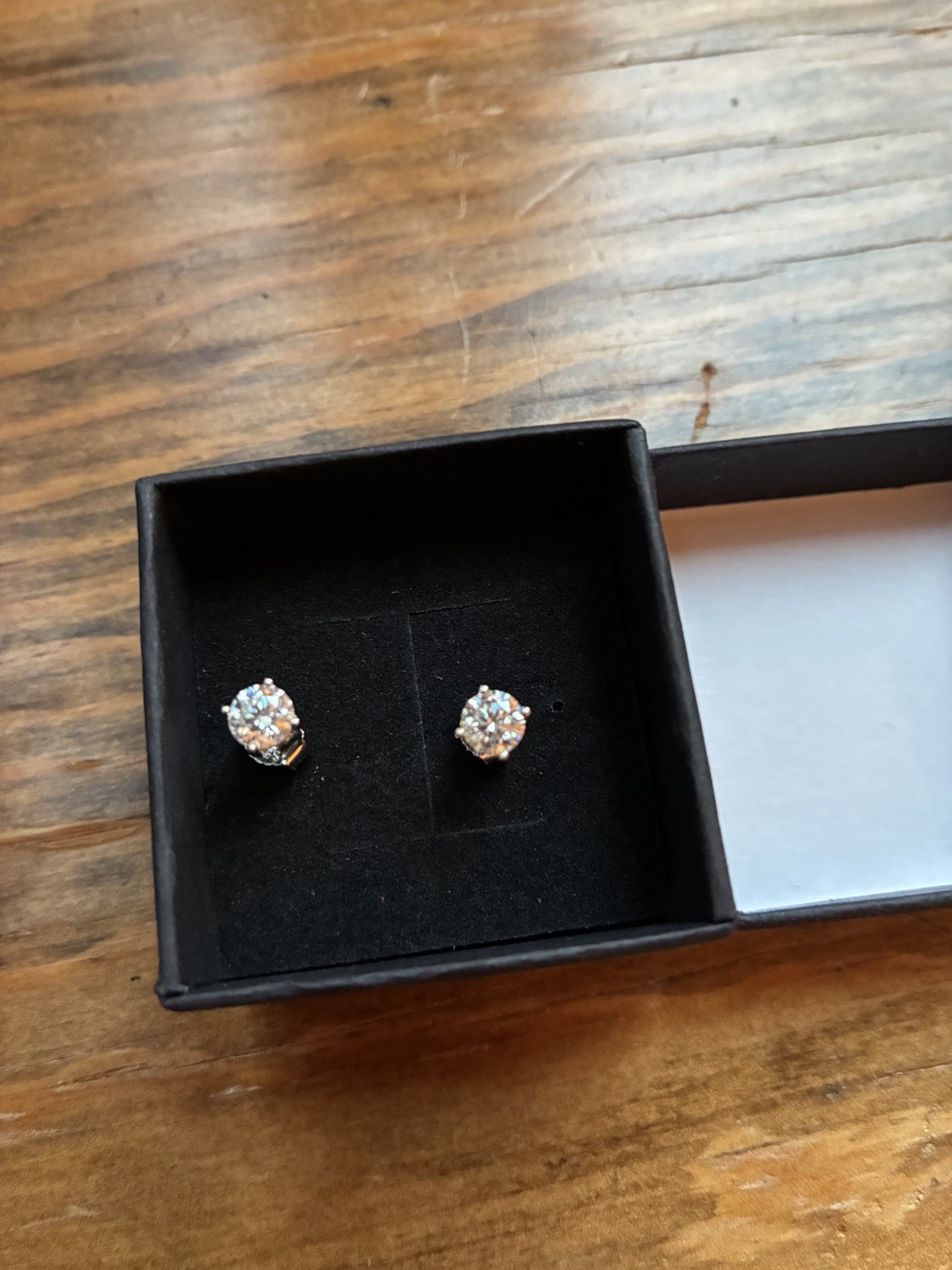 Moissanite Round Stud Earrings 5mm Prong Set Nickel-Free w/ GRA Card