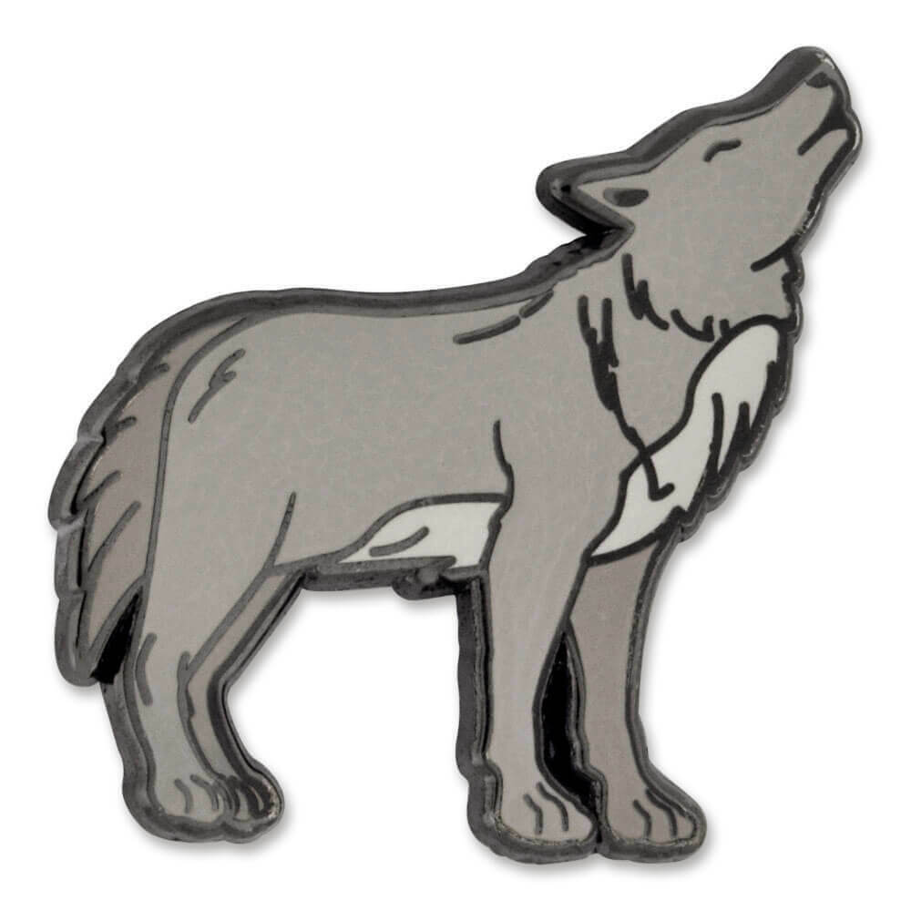 PinMart’s Gray Howling Wolf Wild Animal Enamel Lapel Pin