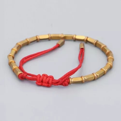 Red/Black- Tibetan Buddhist Long-Copper Beads Healing Lucky Rope Bracelet Bangle