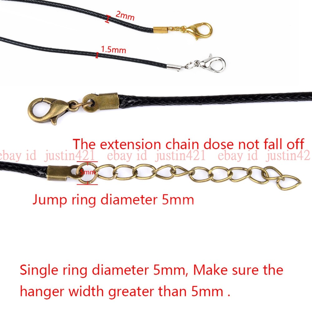 10pcs Multicolor Leather Wax Necklace Cord DIY String Rope Lobster Clasp 18″