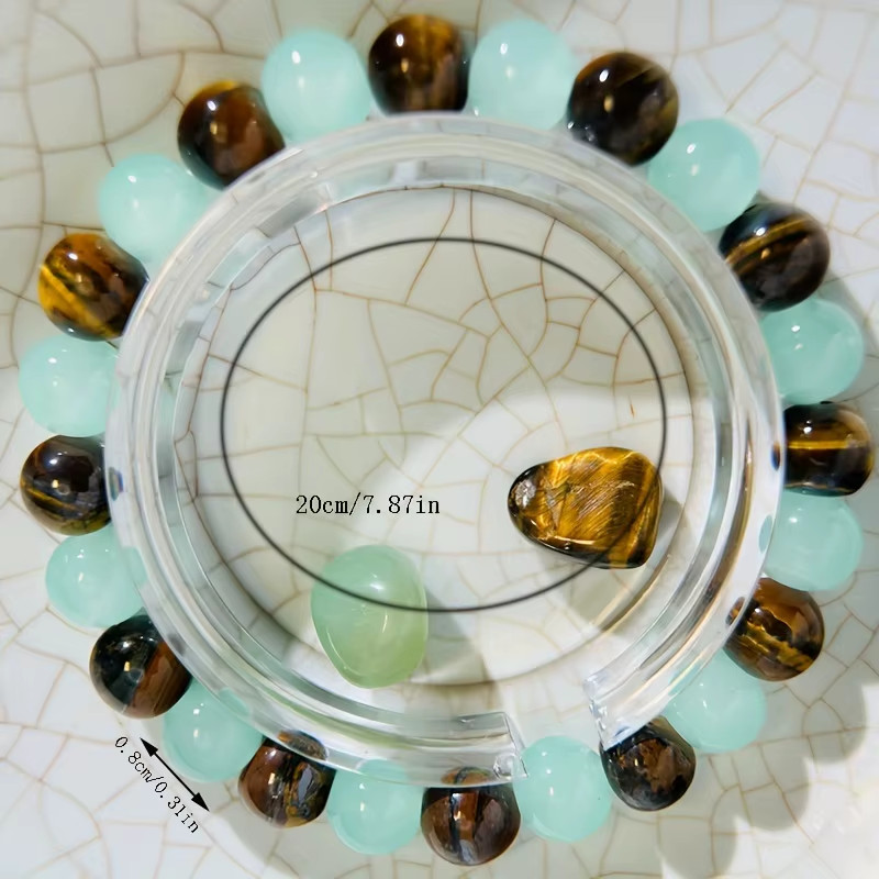 Green Aventurine Tiger Eye Bracelet Money Luck Healing Crystal Beaded ✅