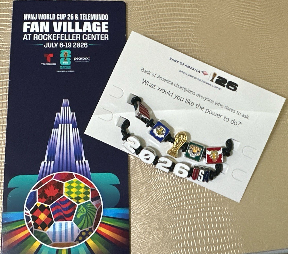 World Cup 2026 NYC Fan Village BOA Official 2 Pack Fan Charm Bracelets-7.5 inch