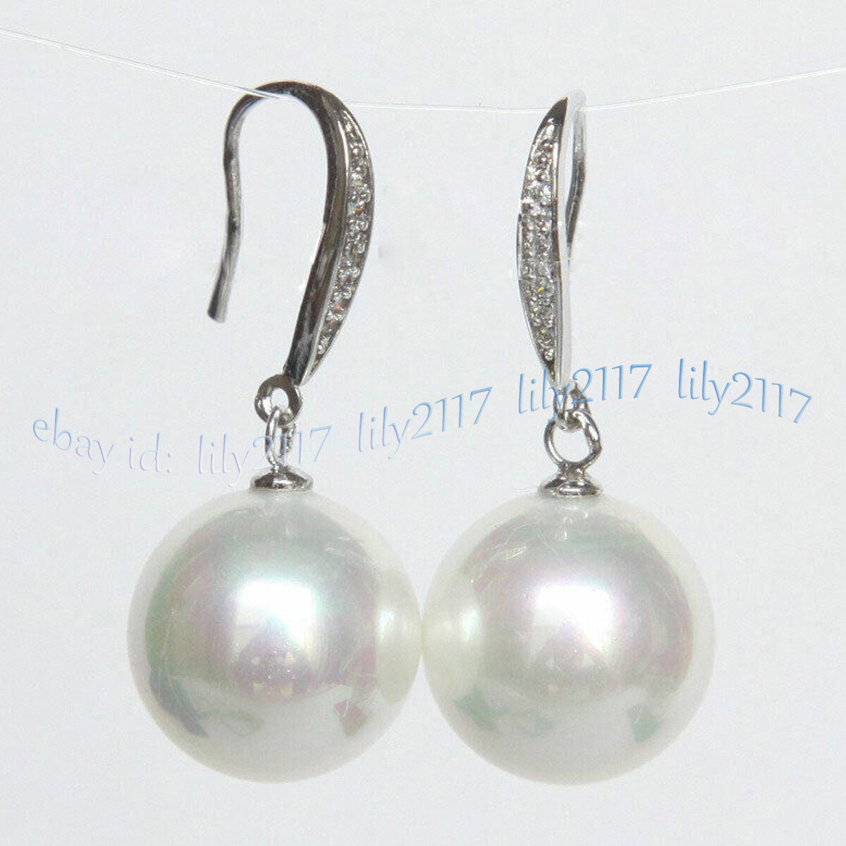 8-16mm Multicolor South Sea Shell Pearl Round Beads Dangle Silver Hook Earrings
