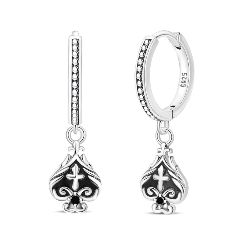 PANDACH 925 Sterling Silver Poker Spade Earrings for Women Funny Dangle Earrings