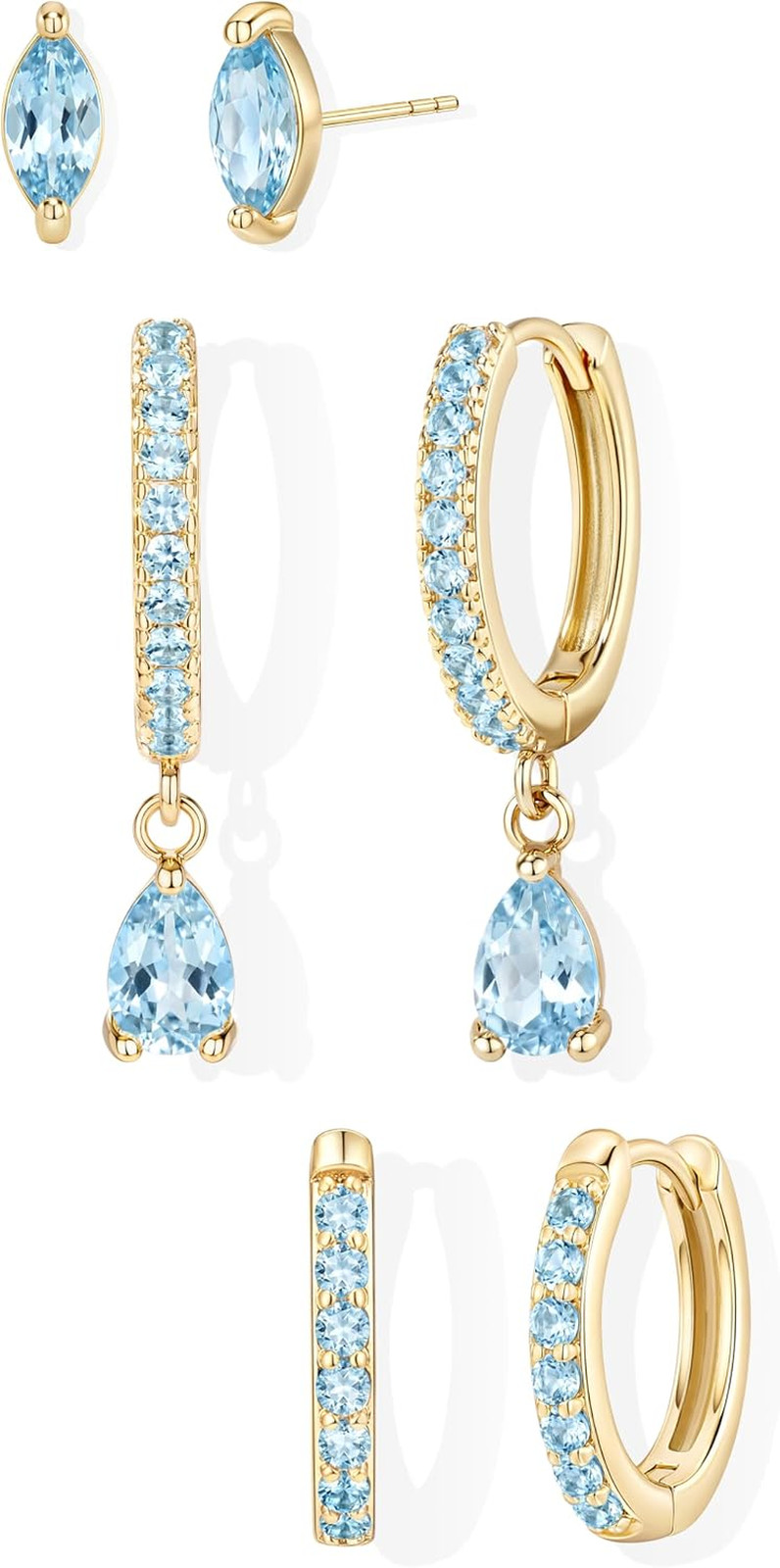 14K Gold Plated Small Huggie Hoop Earrings Set for Women, Hypoallergenic Dainty