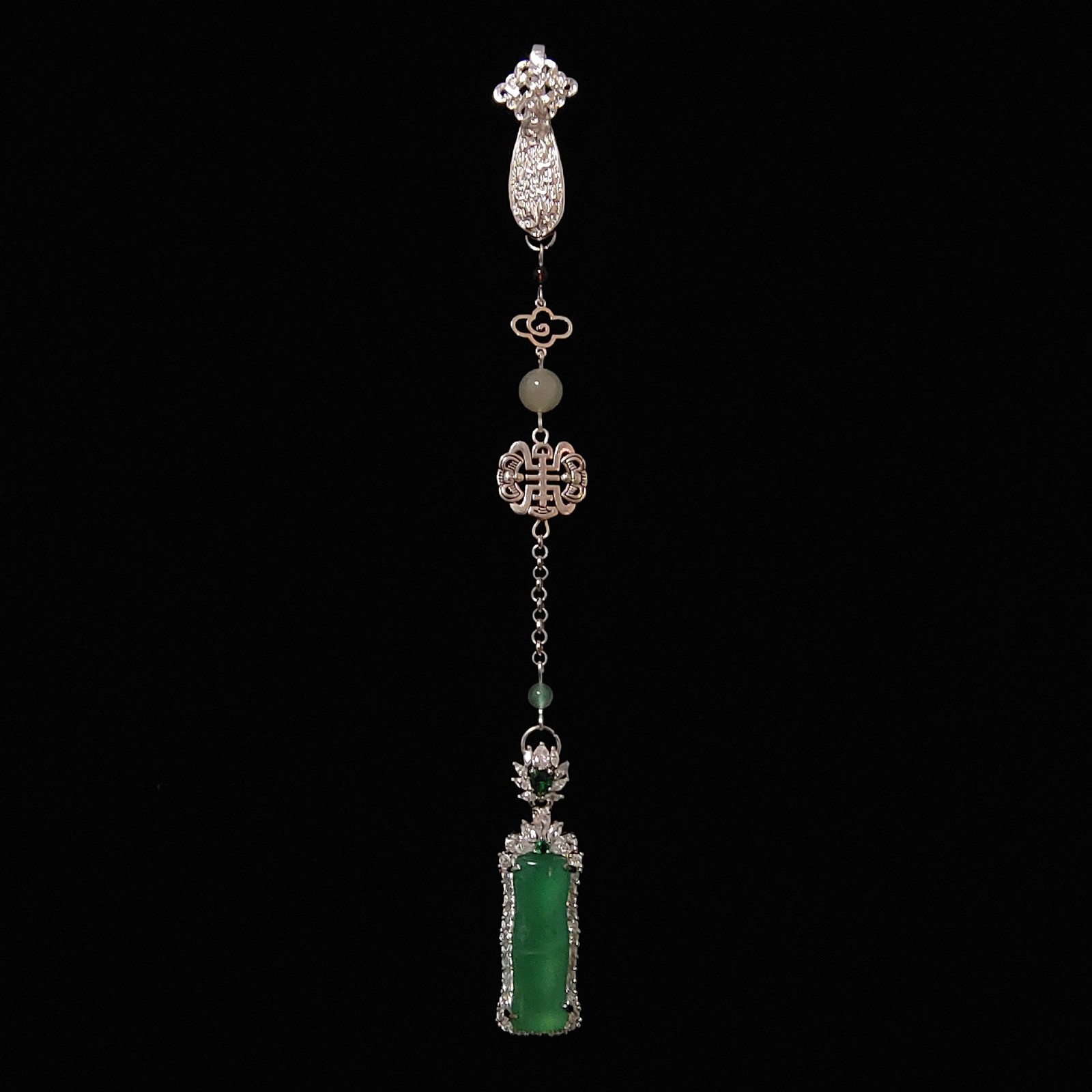Bamboo Jie Ruyi Shou Pendant Qipao Hanfu Yajin Brooch with Auspicious Characters