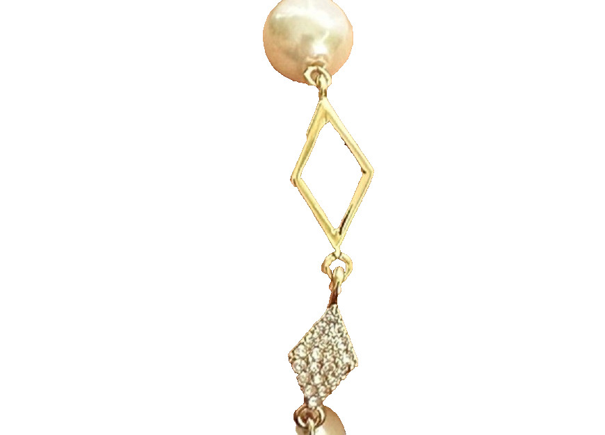 Karl Lagerfeld Paris Bracelet Gold-Tone Crystal Diamond Shape Link/FX Pearl NWT