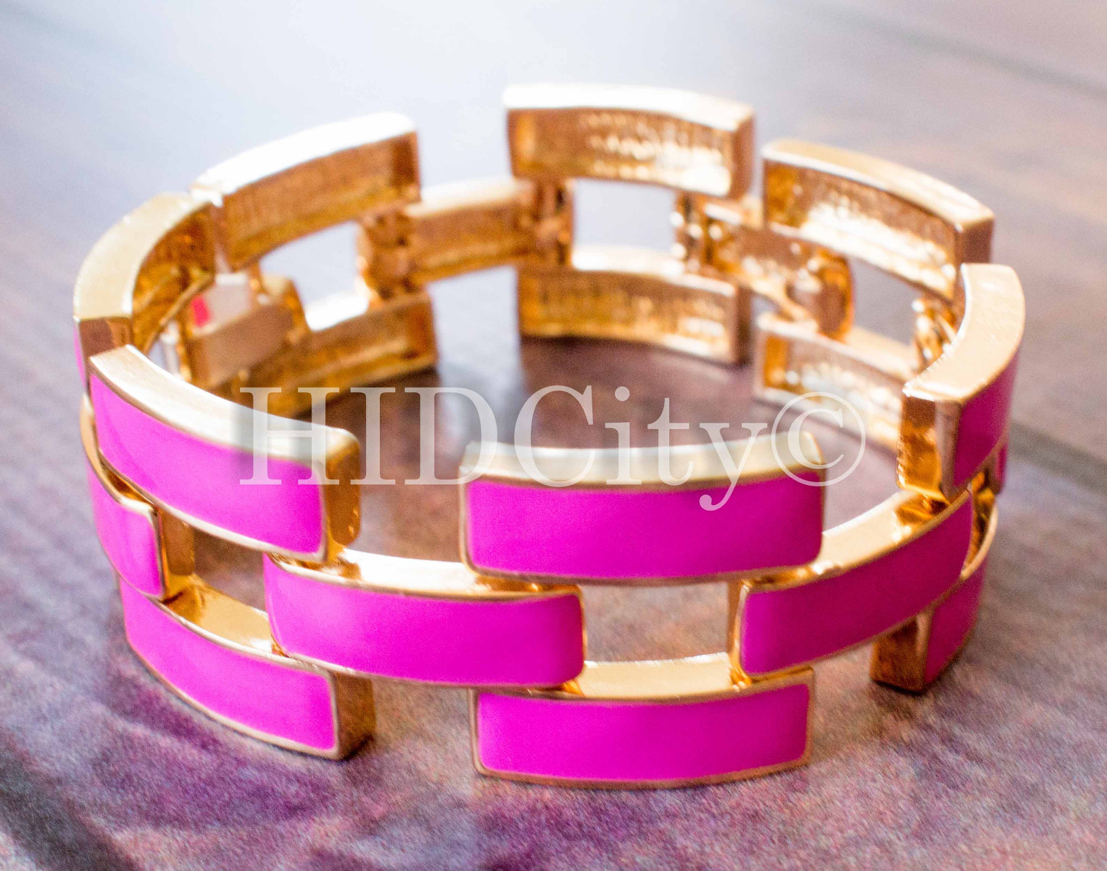 5 Colors Enamel Square Pave Chunky Link Crew Bracelet Mint Gold US Seller NEW