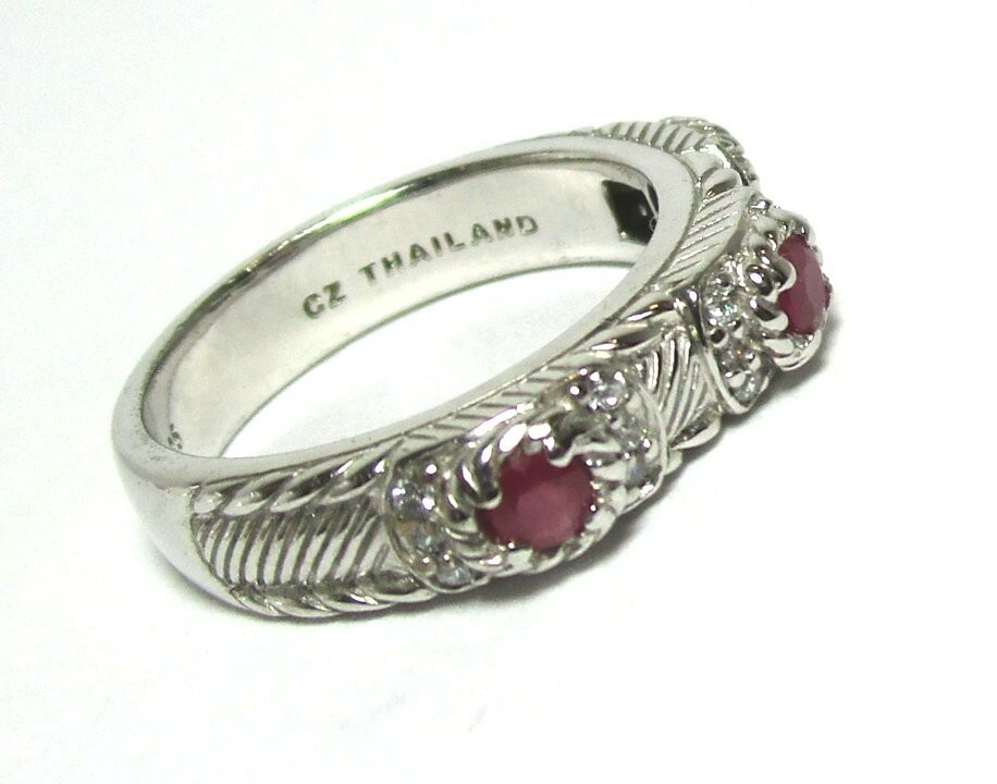 JUDITH RIPKA Sterling Silver CZ Ring w Rubies 5.1 grams size 7 1/4 lot 30g3