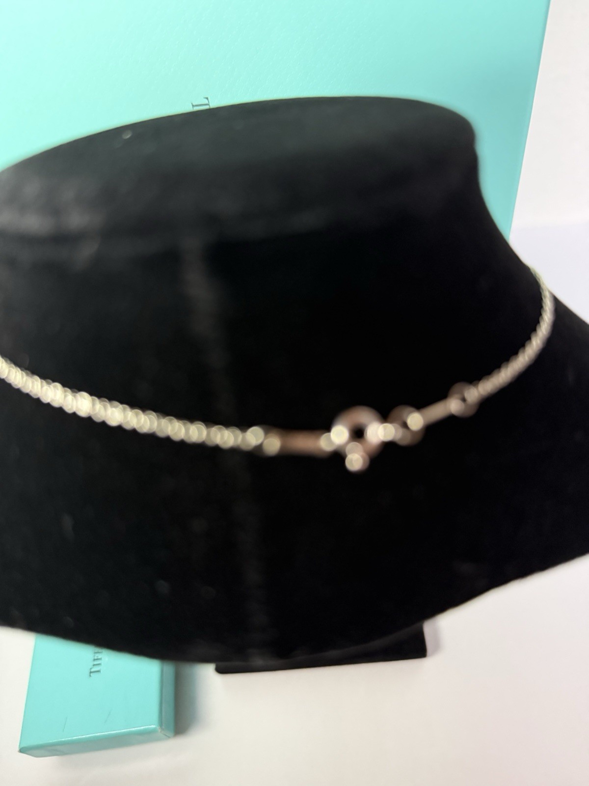 Tiffany & Co Silver Heart Charm Pendant Necklace 16 in Cable Chain Spring Ring