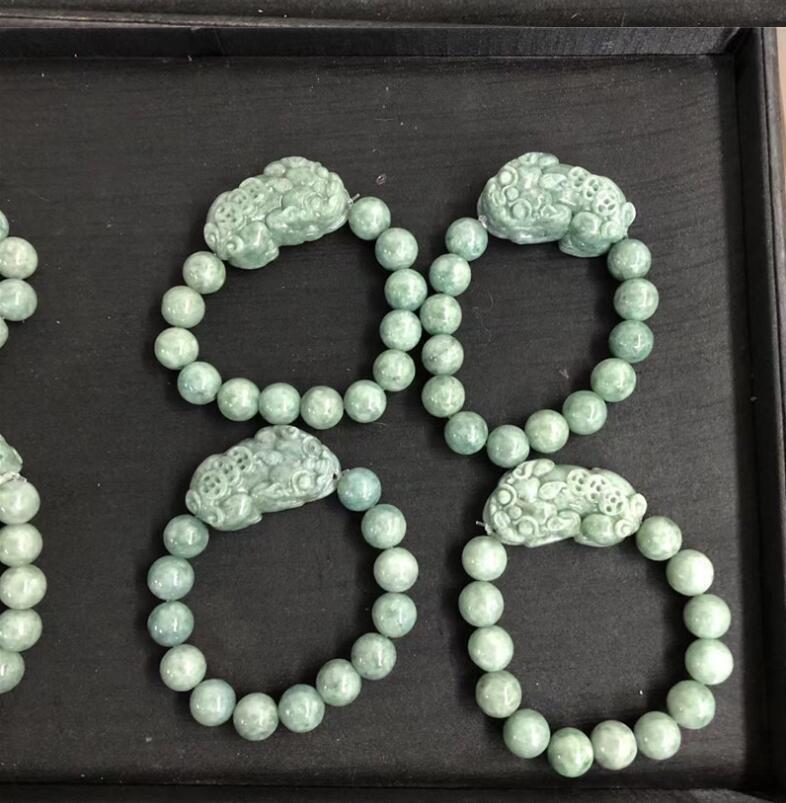 1pcs Real Grade A Natural Green Jade Jadeite Men Women Pixiu Beads Bracelet