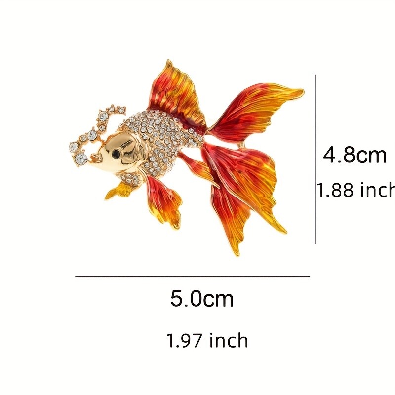 1pc Sparkling Goldfish Rhinestone Brooch