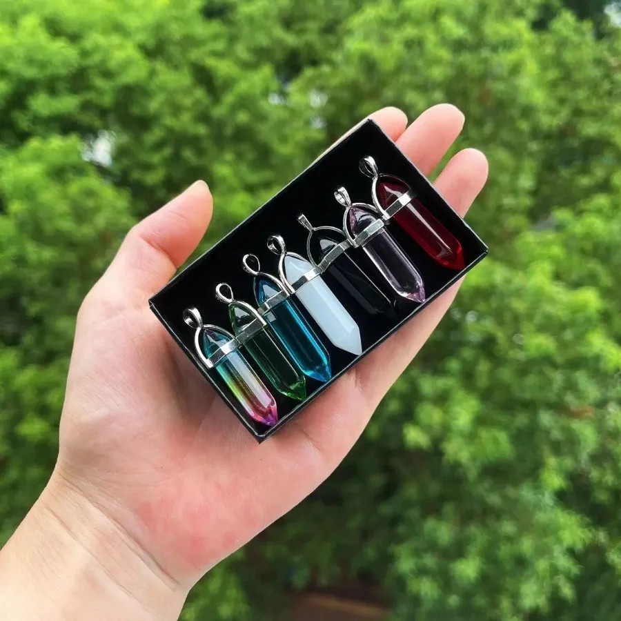 7Pcs Bullet Shape Chakra Crystal Healing Point Beads Jewelry Making Gift Set