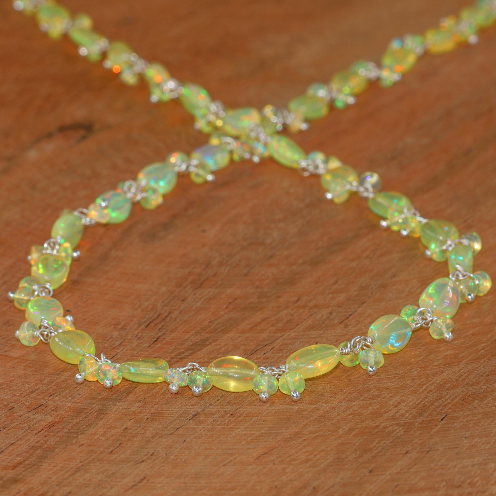 Fire Yellow Opal Gemstone Tumble Beads Necklace, Natural Yellow Opal Beads